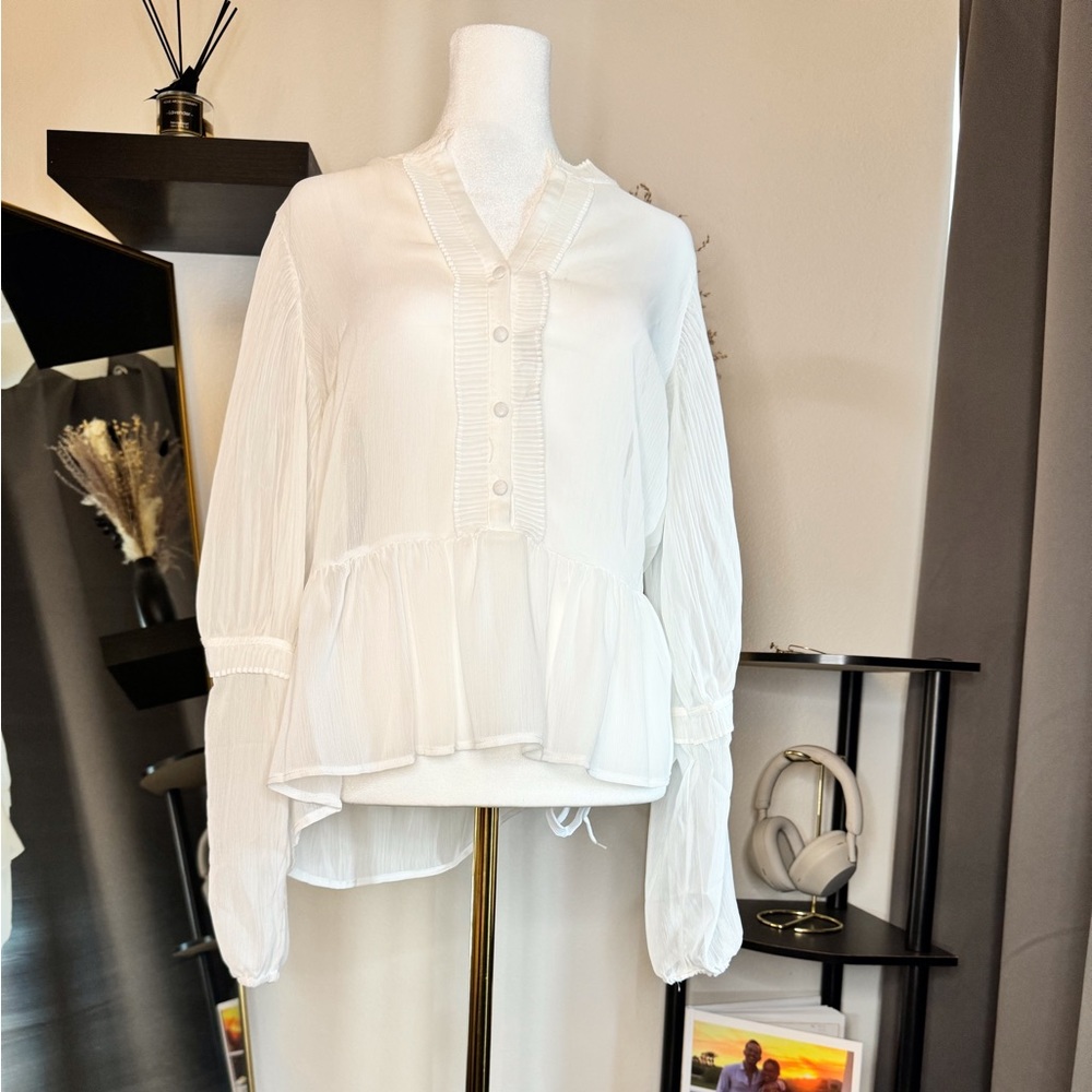 Lulus White Sheer Blouse
